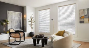 a living room with a couch and a coffee table