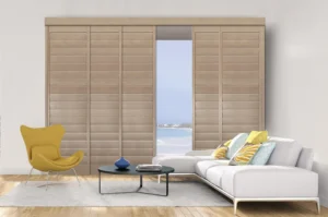 a room with a couch and a table