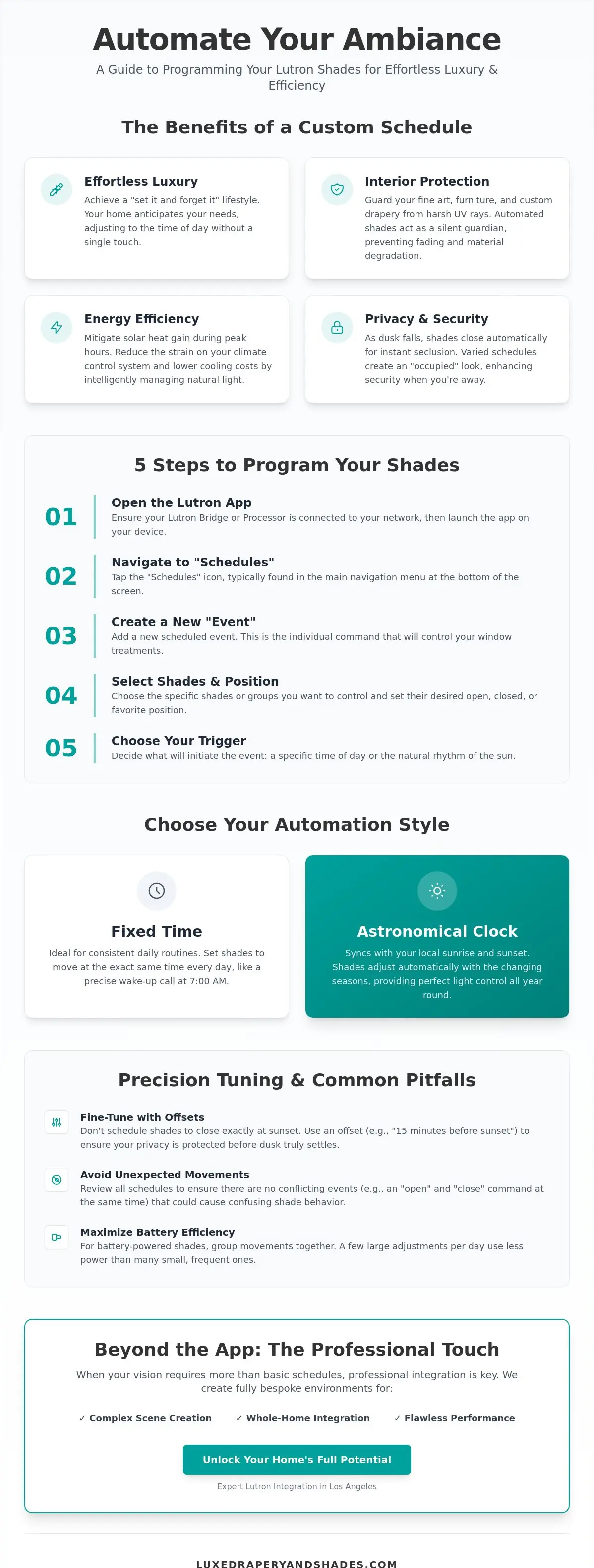 Programming a Lutron Shades Schedule: The 2026 Guide to Automated Luxury